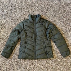 North Face Women's ALPZ Puffer Jacket Goose Down Fill Puffy Coat Olive Green M